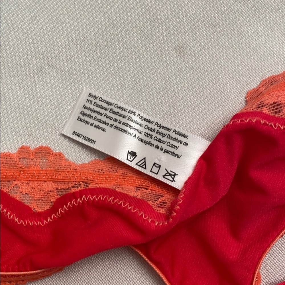 Maidenform pink and coral nylon thong panty XL - Picture 6 of 7